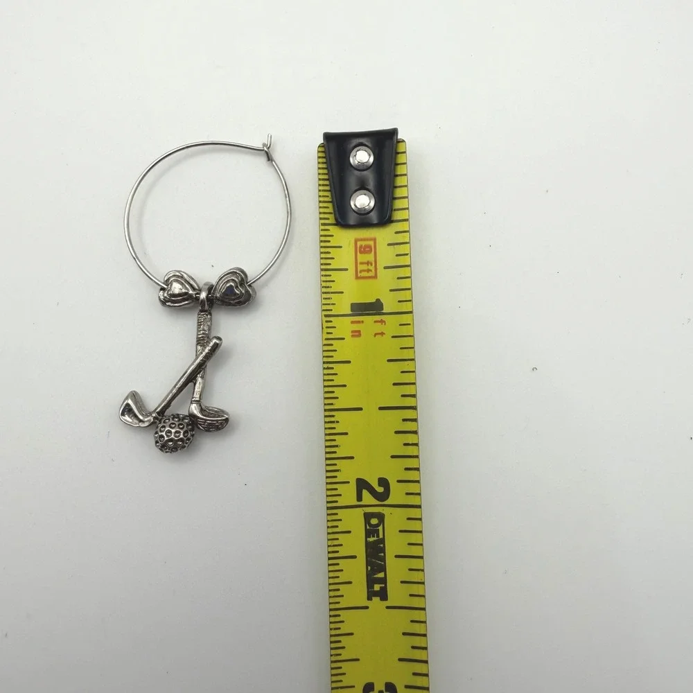 Set of 6 Golf Wine Glass Charms Gold Silver Tone Sports Themed‎ Drink Markers